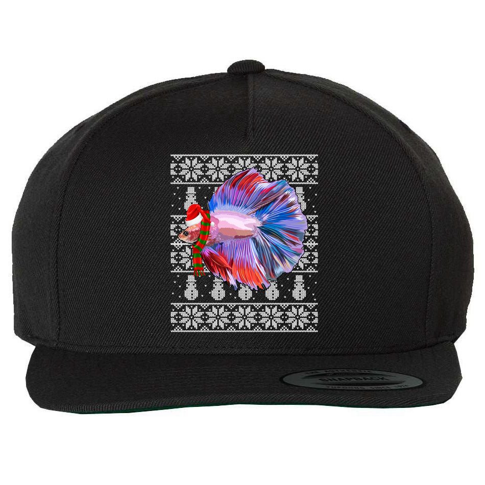Fish Xmas Santa Hat Betta Fish Ugly Christmas Gift Wool Snapback Cap
