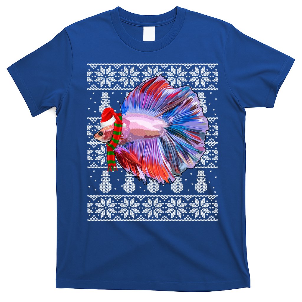 Fish Xmas Santa Hat Betta Fish Ugly Christmas Gift T-Shirt