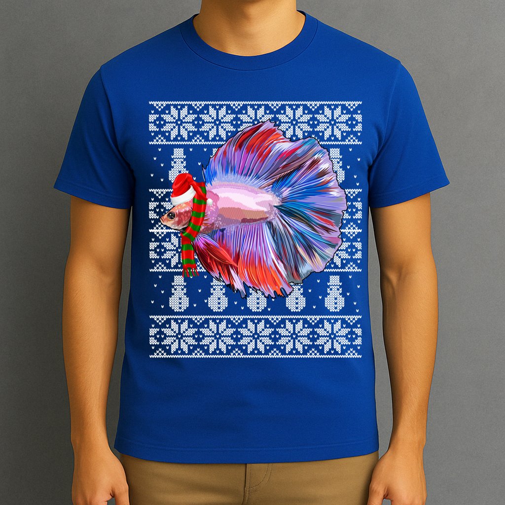 Fish Xmas Santa Hat Betta Fish Ugly Christmas Gift T-Shirt