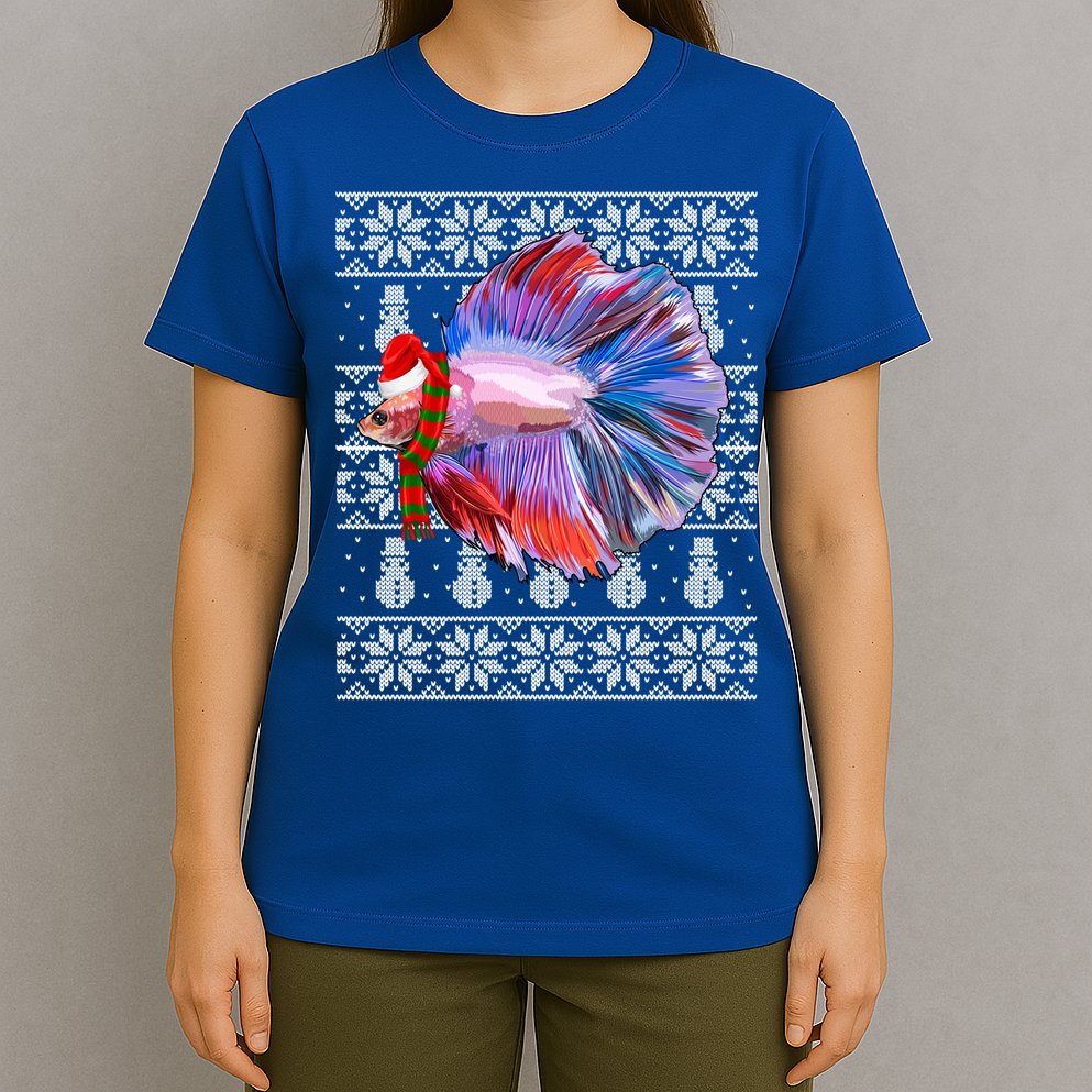 Fish Xmas Santa Hat Betta Fish Ugly Christmas Gift T-Shirt