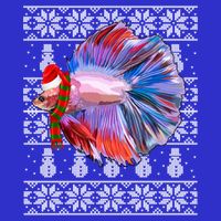 Fish Xmas Santa Hat Betta Fish Ugly Christmas Gift Button
