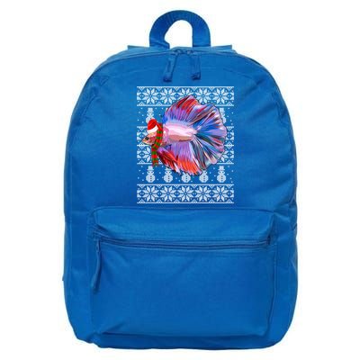 Fish Xmas Santa Hat Betta Fish Ugly Christmas Gift 16 in Basic Backpack