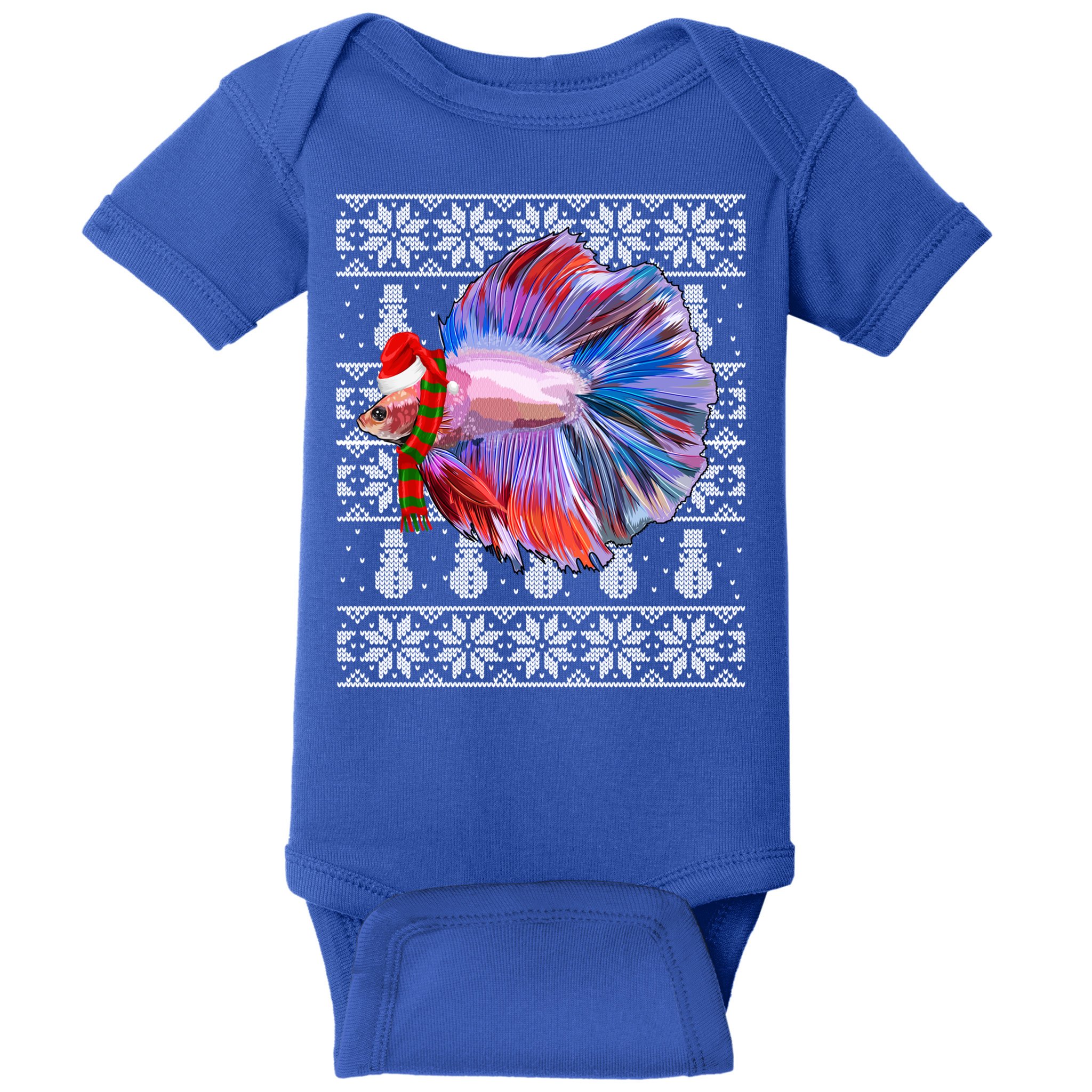 Fish Xmas Santa Hat Betta Fish Ugly Christmas Gift Baby Bodysuit