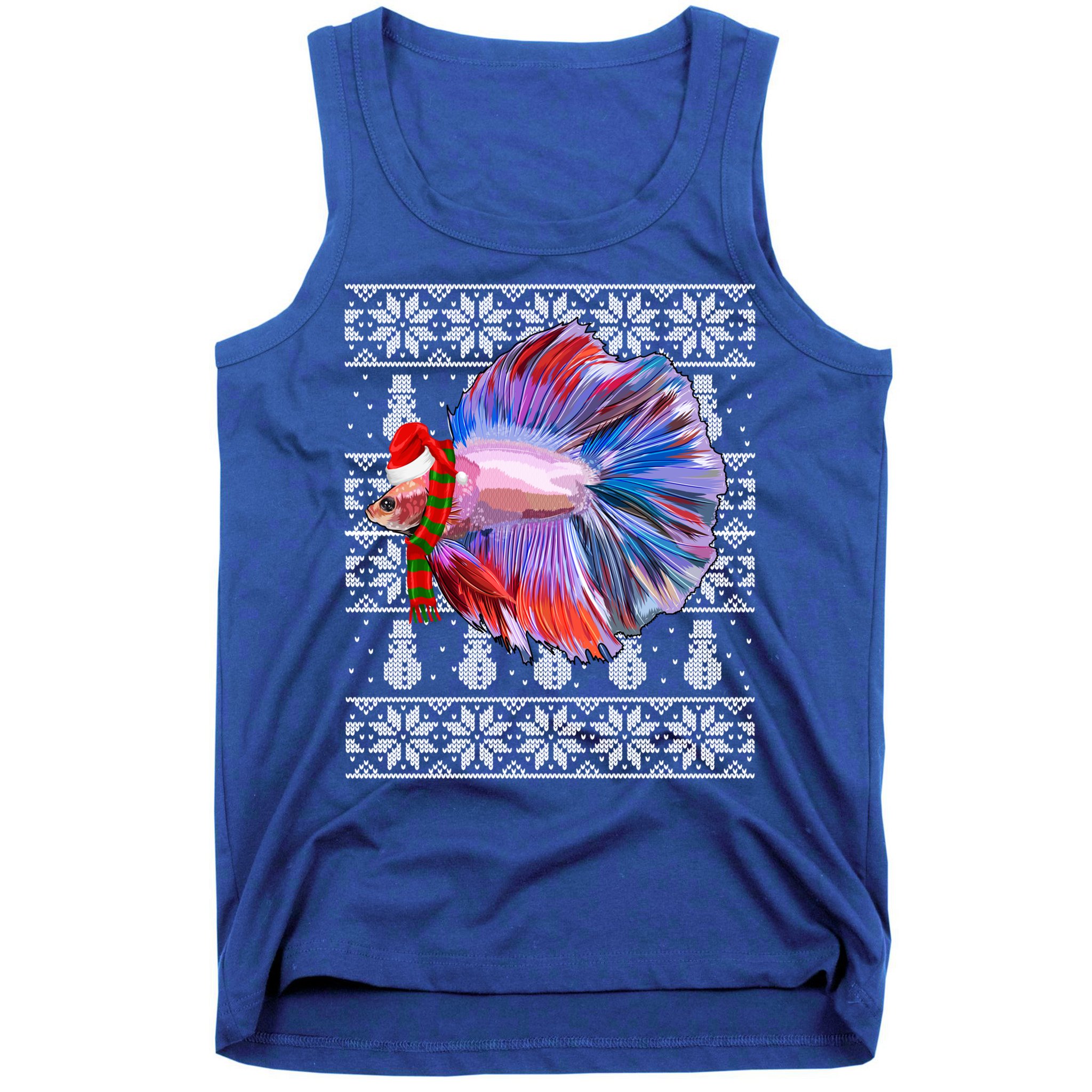Fish Xmas Santa Hat Betta Fish Ugly Christmas Gift Tank Top
