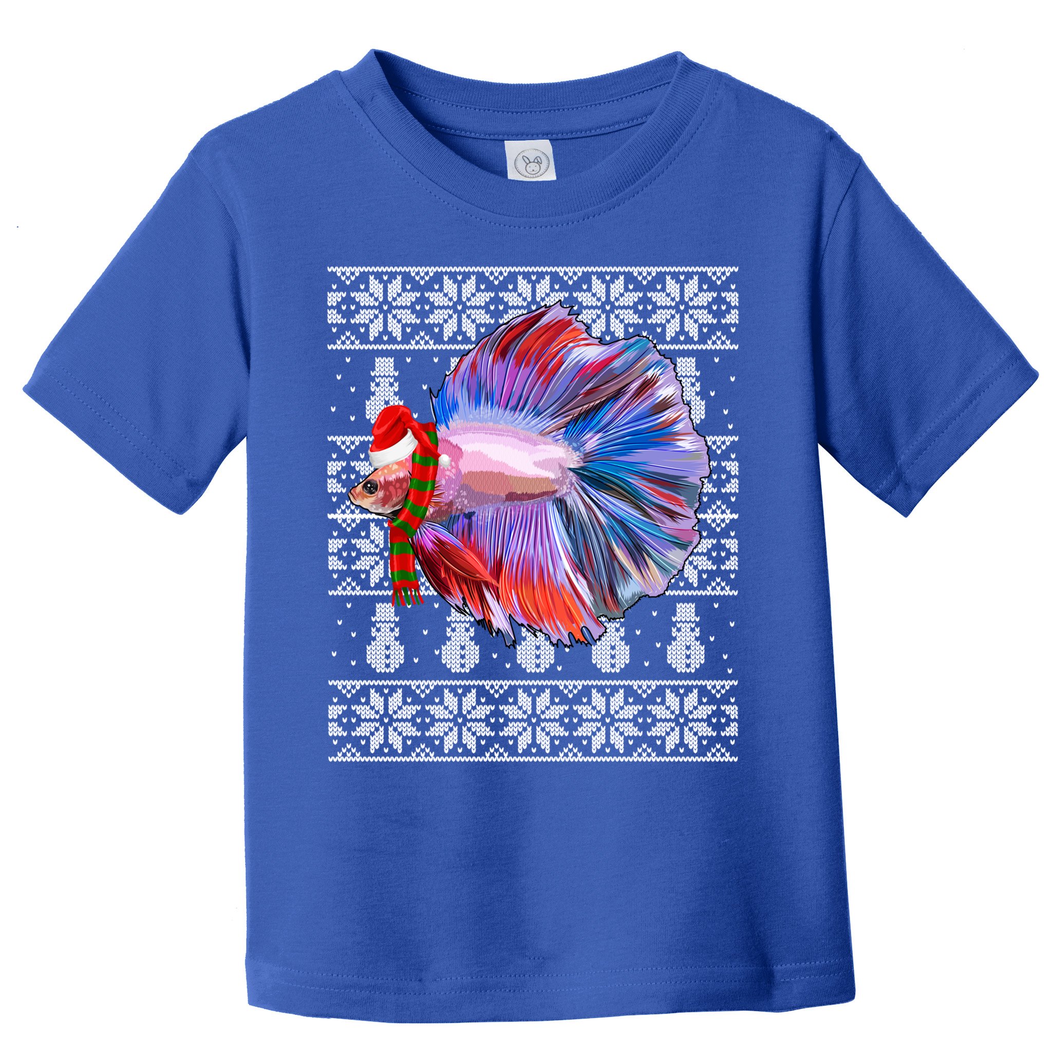 Fish Xmas Santa Hat Betta Fish Ugly Christmas Gift Toddler T-Shirt