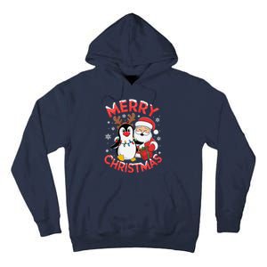 Festive Xmas Santa On Marry Christmas Emperor Penguin Tall Hoodie