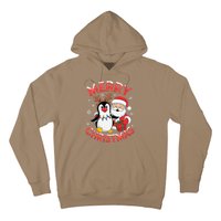 Festive Xmas Santa On Marry Christmas Emperor Penguin Hoodie