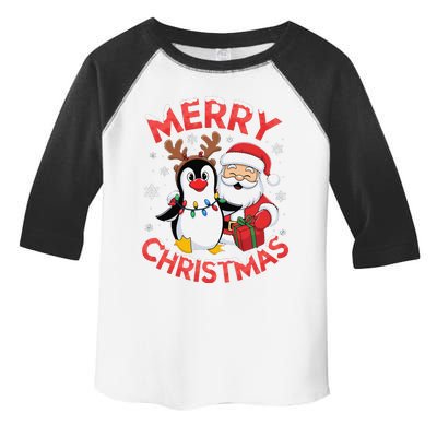 Festive Xmas Santa On Marry Christmas Emperor Penguin Toddler Fine Jersey T-Shirt