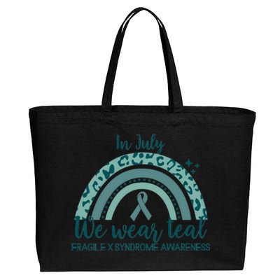 Fragile X Syndrome Awareness In July We Wear Teal Cotton Canvas Jumbo Tote