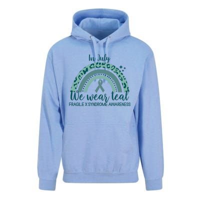 Fragile X Syndrome Awareness In July We Wear Teal Unisex Surf Hoodie