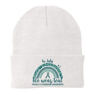 Fragile X Syndrome Awareness In July We Wear Teal Knit Cap Winter Beanie