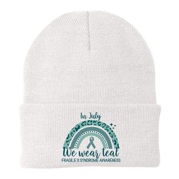 Fragile X Syndrome Awareness In July We Wear Teal Knit Cap Winter Beanie