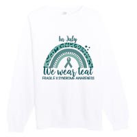 Fragile X Syndrome Awareness In July We Wear Teal Premium Crewneck Sweatshirt