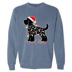 Funny Xmas Santa Puppy Dog Christmas Lights Gift Garment-Dyed Sweatshirt