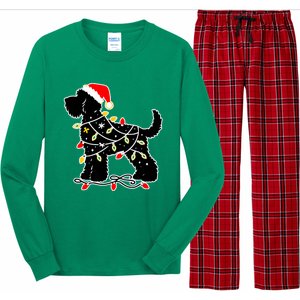 Funny Xmas Santa Puppy Dog Christmas Lights Gift Long Sleeve Pajama Set