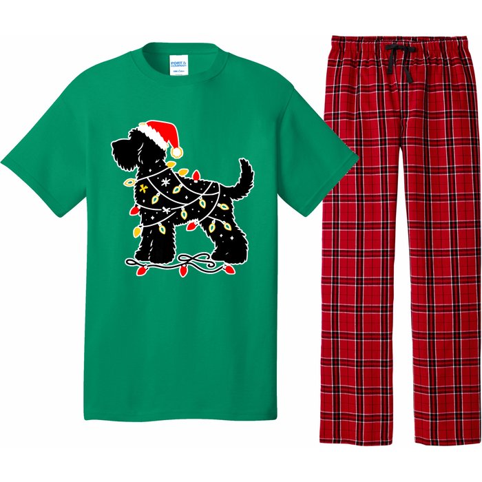 Funny Xmas Santa Puppy Dog Christmas Lights Gift Pajama Set