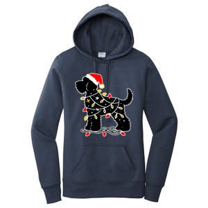 Funny Xmas Santa Puppy Dog Christmas Lights Gift Women's Pullover Hoodie