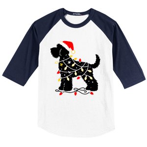 Funny Xmas Santa Puppy Dog Christmas Lights Gift Baseball Sleeve Shirt