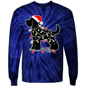 Funny Xmas Santa Puppy Dog Christmas Lights Gift Tie-Dye Long Sleeve Shirt