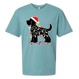 Funny Xmas Santa Puppy Dog Christmas Lights Gift Sueded Cloud Jersey T-Shirt