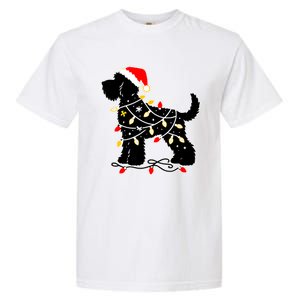 Funny Xmas Santa Puppy Dog Christmas Lights Gift Garment-Dyed Heavyweight T-Shirt