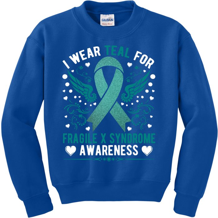 Fragile X Syndrome Awareness Wear Teal Family Support Great Gift Kids Sweatshirt