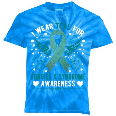 Fragile X Syndrome Awareness Wear Teal Family Support Great Gift Kids Tie-Dye T-Shirt