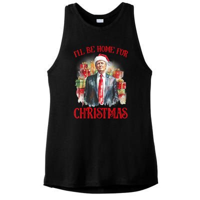 Funny Xmas Santa Claus Ill Be Home For Christmas 2024 Gift Ladies PosiCharge Tri-Blend Wicking Tank