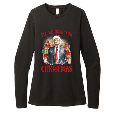 Funny Xmas Santa Claus Ill Be Home For Christmas 2024 Gift Womens CVC Long Sleeve Shirt