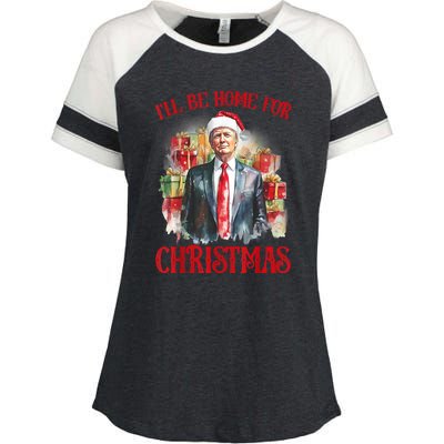 Funny Xmas Santa Claus Ill Be Home For Christmas 2024 Gift Enza Ladies Jersey Colorblock Tee