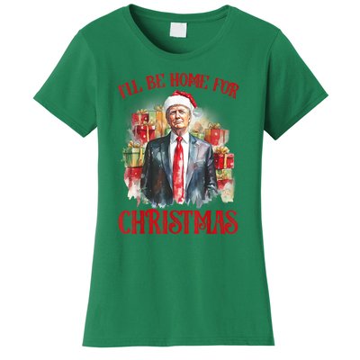 Funny Xmas Santa Claus Ill Be Home For Christmas 2024 Gift Women's T-Shirt