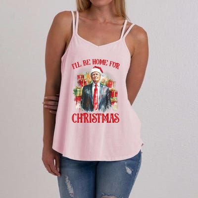 Funny Xmas Santa Claus Ill Be Home For Christmas 2024 Gift Women's Strappy Tank