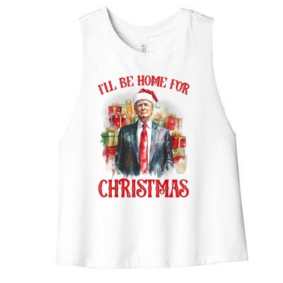 Funny Xmas Santa Claus Ill Be Home For Christmas 2024 Gift Women's Racerback Cropped Tank