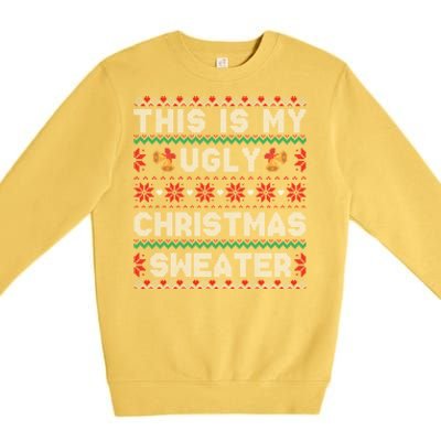 Funny Xmas Snow Heart This Is My Ugly Christmas Gift Premium Crewneck Sweatshirt