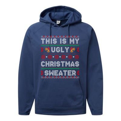 Funny Xmas Snow Heart This Is My Ugly Christmas Gift Performance Fleece Hoodie