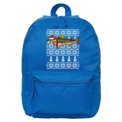 Fish Xmas Santa Hat Brook Trout Ugly Christmas Meaningful Gift 16 in Basic Backpack