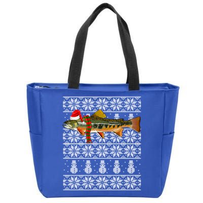 Fish Xmas Santa Hat Brook Trout Ugly Christmas Meaningful Gift Zip Tote Bag