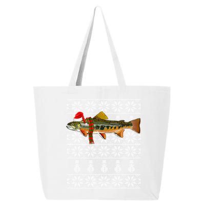 Fish Xmas Santa Hat Brook Trout Ugly Christmas Meaningful Gift 25L Jumbo Tote