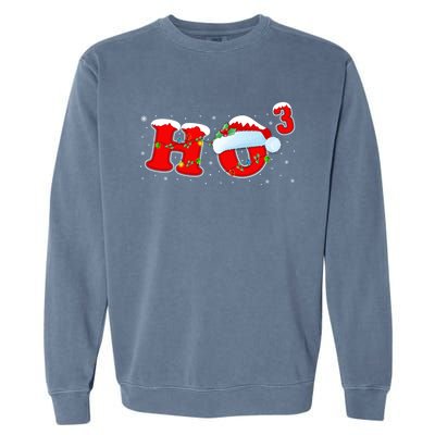 Funny Xmas Santa Ho Ho3 Cubed Math Teacher Christmas Gift Garment-Dyed Sweatshirt