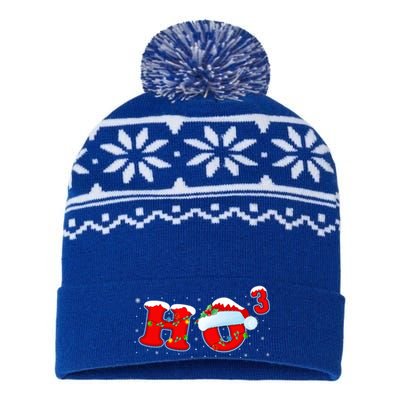 Funny Xmas Santa Ho Ho3 Cubed Math Teacher Christmas Gift USA-Made Snowflake Beanie