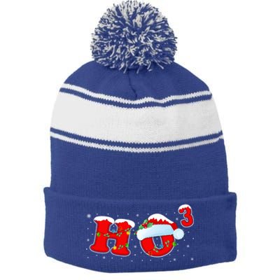 Funny Xmas Santa Ho Ho3 Cubed Math Teacher Christmas Gift Stripe Pom Pom Beanie