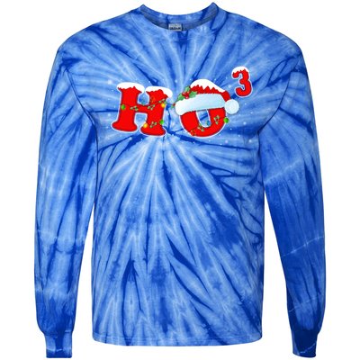 Funny Xmas Santa Ho Ho3 Cubed Math Teacher Christmas Gift Tie-Dye Long Sleeve Shirt