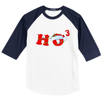 Funny Xmas Santa Ho Ho3 Cubed Math Teacher Christmas Gift Baseball Sleeve Shirt