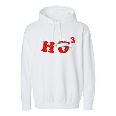 Funny Xmas Santa Ho Ho3 Cubed Math Teacher Christmas Gift Garment-Dyed Fleece Hoodie