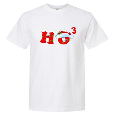 Funny Xmas Santa Ho Ho3 Cubed Math Teacher Christmas Gift Garment-Dyed Heavyweight T-Shirt