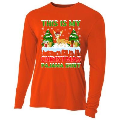 Funny Xmas Santa This Is My Fennec Fox Christmas Pajama Gift Cooling Performance Long Sleeve Crew