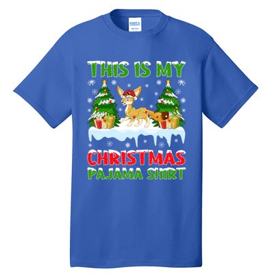 Funny Xmas Santa This Is My Fennec Fox Christmas Pajama Gift Tall T-Shirt