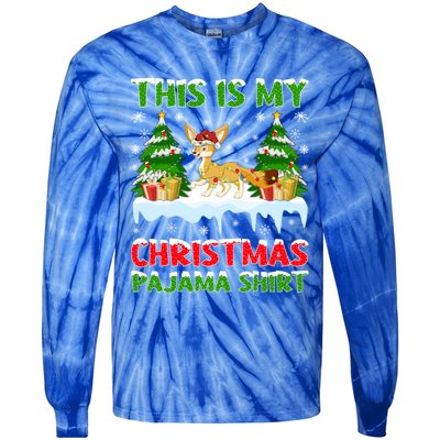 Funny Xmas Santa This Is My Fennec Fox Christmas Pajama Gift Tie-Dye Long Sleeve Shirt