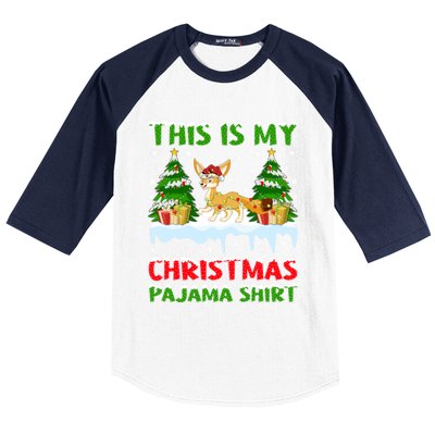 Funny Xmas Santa This Is My Fennec Fox Christmas Pajama Gift Baseball Sleeve Shirt