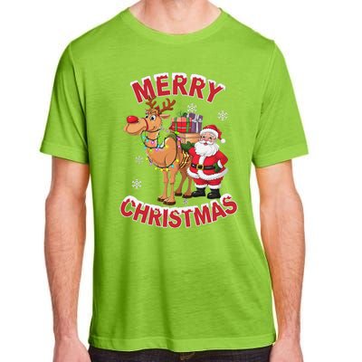 Festive Xmas Santa On Marry Christmas Camel Adult ChromaSoft Performance T-Shirt